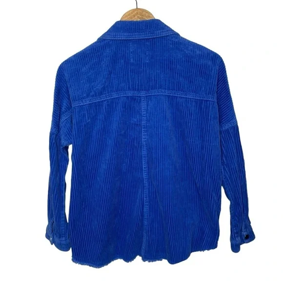 Zara Cobalt Blue Oversized Corduroy Jacket Shacket - Picture 3 of 16